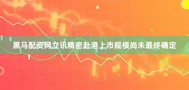 黑马配资网立讯精密赴港上市规模尚未最终确定